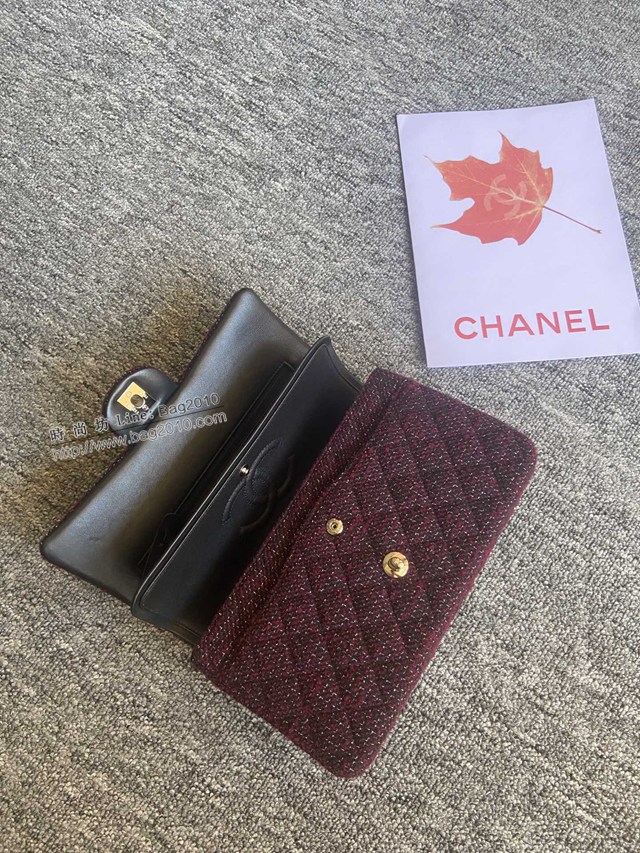 Chanel專櫃限量款Classic Flap Bag 01112布包 香奈兒CF單肩斜挎鏈條女包 djc4609